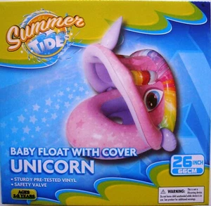 SUMMER TIDE UNICORN BABY FLOAT WITH SUNSHADE,POOL FLOAT W/ COVER,AGES 1-2YR,NEW  - Picture 1 of 6