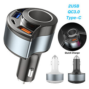 4 in 1 Universal Fast Charging USB Type C Car Charger Cigarette Lighter Adapter