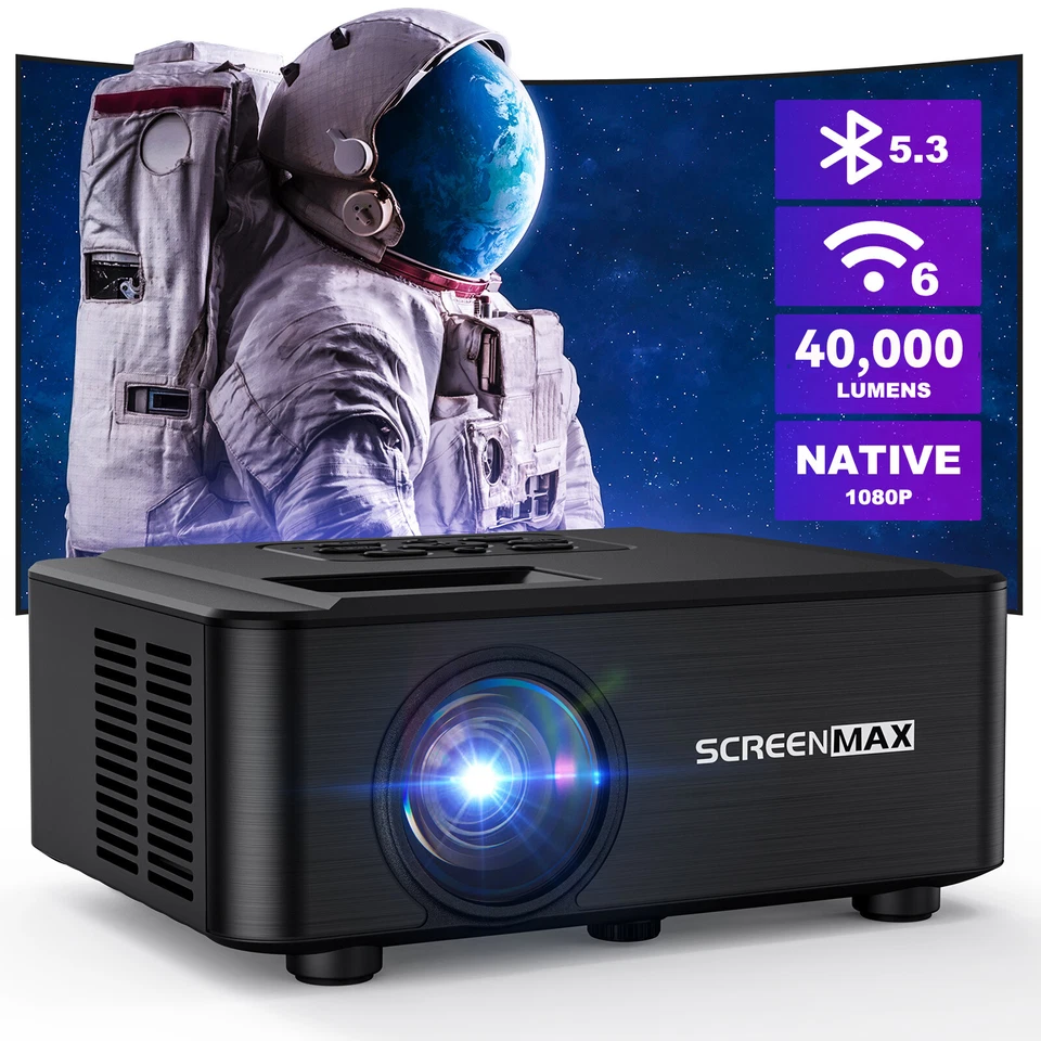 4K Projector 40000LMS 1080P 3D 5G WiFi Bluetooth Video Home Theater 230" Display - Image 1 of 4