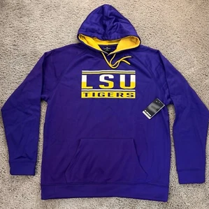 LSU Tigers Hoodie Men XXL Colosseum Purple Gold Bar Over Spellout Sweatshirt NWT - Picture 1 of 8