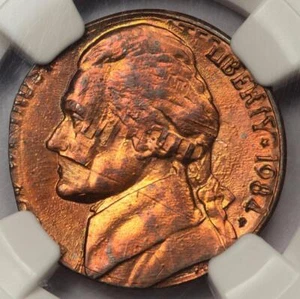 1984 NGC MS64RB Double Denomination Nickel Struck On A Struck Cent Mint Error - Picture 1 of 4