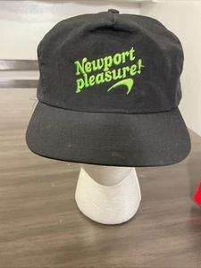Vintage 90s Newport Pleasure Black Promo Hat SnapBack Cigarettes 100% Nylon - Picture 1 of 10