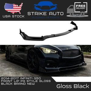2014-2017 Infiniti Q50 Front Lip Style Gloss Black Brand New Replacement ABS New - Picture 1 of 1