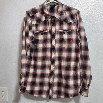 Camisa de franela Sullen Art Collective para hombre S negra roja marfil manga larga a cuadros Foto 1 de 4