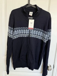 Dale Norway Sweater Mens Blue Fair Isle Nordic Full Zip 100% Merino Wool Size M - Picture 1 of 6