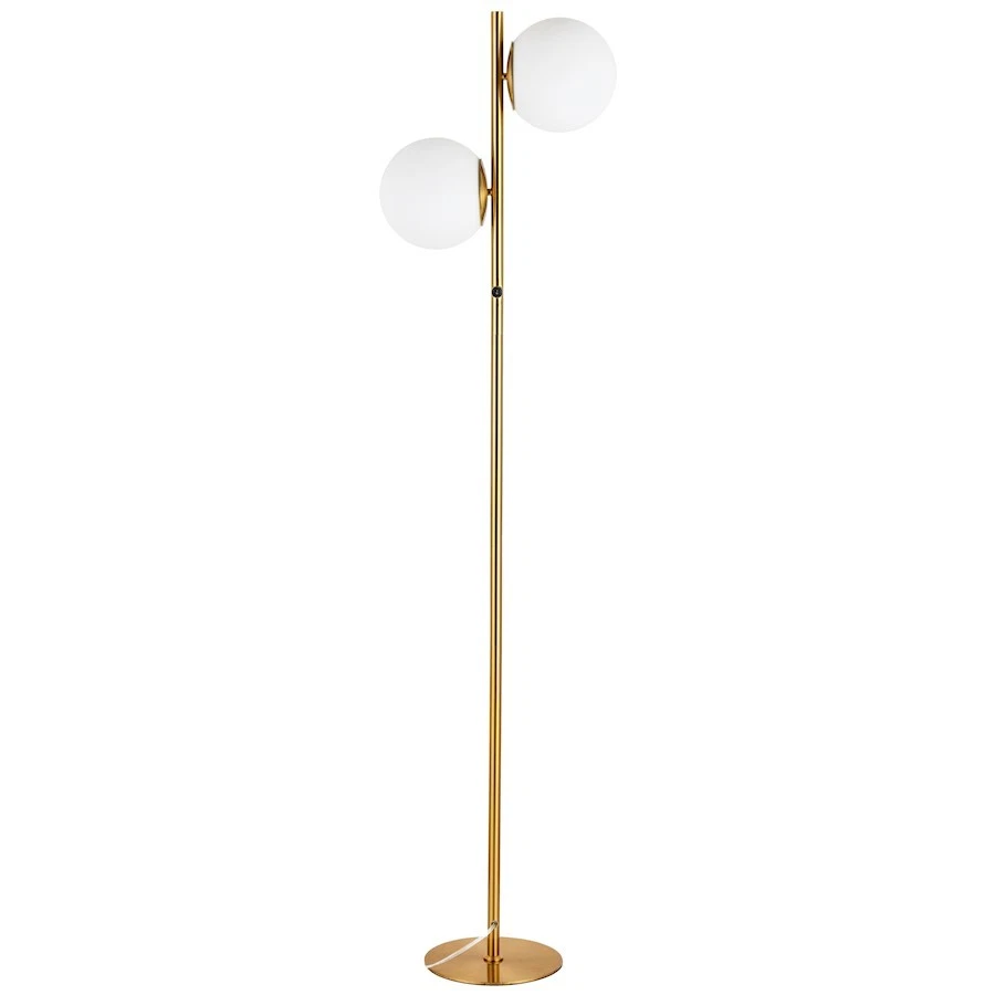Dainolite Folgar 2 Light Floor Lamp, Brass/White Opal - FOL-662F-AGB - Image 1 of 1