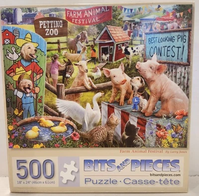 500 piezas rompecabezas brocas y piezas festival de animales de granja gato cerdo perro cisne cordero Foto 1 de 4