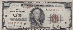 KAPPYS WC395  1929 $100 NATIONAL CURRENCY THE FEDERAL RESERVE BANK OF NEW YORK - Picture 1 of 2