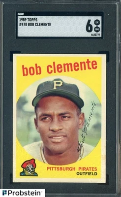1959 Topps Set Break #478 Bob Roberto Clemente Salón de la fama Piratas de Pittsburgh SGC 6 Foto 1 de 2