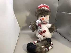 Snowman With Scarf And Striped Hat Beaded Legs - Picture 1 of 5