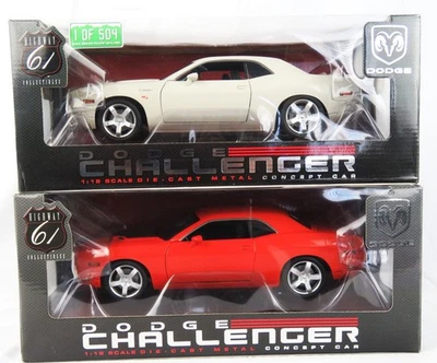 Lot 2Highway 61 Dodge Challengers Concept Cars White 1 of 504 & Red 1:16 NEW - Image 1 of 4