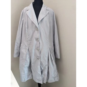 Vintage Roaman's Women Pleated Trench Coat Size 22W Light Grey/Blue - Picture 1 of 6