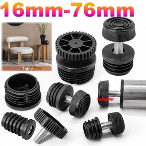 16-76mm Round Adjustable Leveling Feet Furniture Pads End Caps Thread Plugs Nuts - Picture 1 of 32