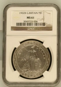 1902-B Great Britain Trade Dollar NGC MS-61 - Picture 1 of 2