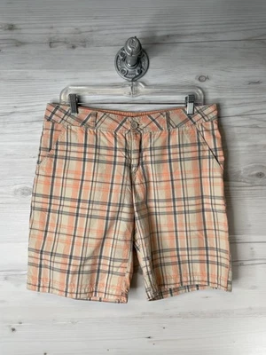 Mossimo Supply Co Shorts Womens Size 9 Tan Orange Gray Plaid Chino Zip Fly Beach - Image 1 of 4