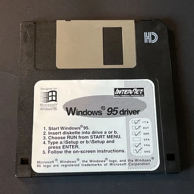 Vintage Interact Multimedia  Windows 95 Driver Floppy Disk 3.5 Inches - Image 1 of 2