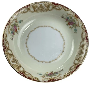 Noritake N234 Fruit Dessert Bowl 5.25" Red Gold Floral M-in-Wreath Japan - Picture 1 of 5