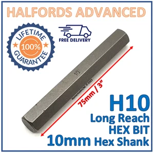 Halfords Advanced H10 10mm Hex Bit - 10mm Hex Shank - 75mm Length - New Free P&P - Picture 1 of 5