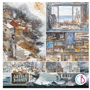 Ciao Bella Paper An Artist Journey 8" x 8" Scrapbooking Paper Set Ocean Paint - Picture 1 of 14