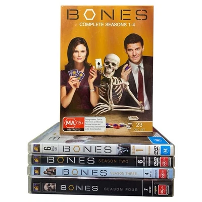 Bones Complete Seasons 1-4 DVD Box Set MA15+ TV Series David Boreanaz Bundle - Image 1 of 4