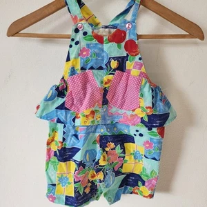 Vintage 90er Abstrakt Geometrisch Baby Overall Strampler Baby Beluga New York 12 M - Bild 1 von 6