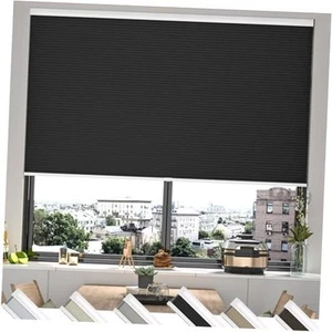 Cordless Cellular Window Shades No Tools No Drillout Blinds 52"W x 72"H Black - Picture 1 of 7
