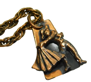 Vintage Copper Matador Pendant Rope Chain Necklace - Picture 1 of 6