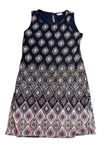 Vestido Dana Buchman Midi XL Geométrico Ropa de Trabajo Sin Mangas Negro Rojo Informal - Imagen 1 de 13