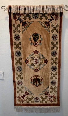 100%真丝手工编织中国地毯江苏地毯48英寸x24英寸带吊杆 — 第 1/4 张图片