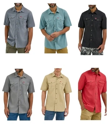 Wrangler Men's Relaxed Fit Woven Short Sleeve Hero Twill Button Shirts: S-3XL - Image 1 of 4