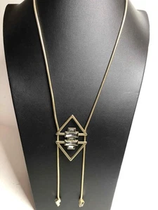 8318 Lane Bryant matt goldfarben grau Kristall Modernist Kette Halskette 28-30" - Bild 1 von 2