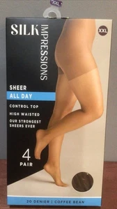Pantimedias Silk Impressions Sheer Control Top XXL grano de café cintura alta 20 den - Imagen 1 de 3