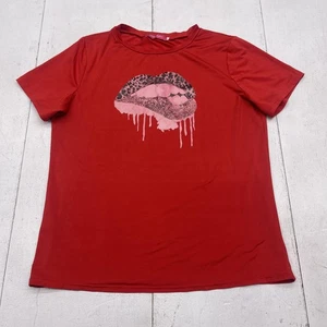 Mundefeis Lips Graphic Shirt Womens Medium Red Short Sleeve Tee Top - Picture 1 of 6