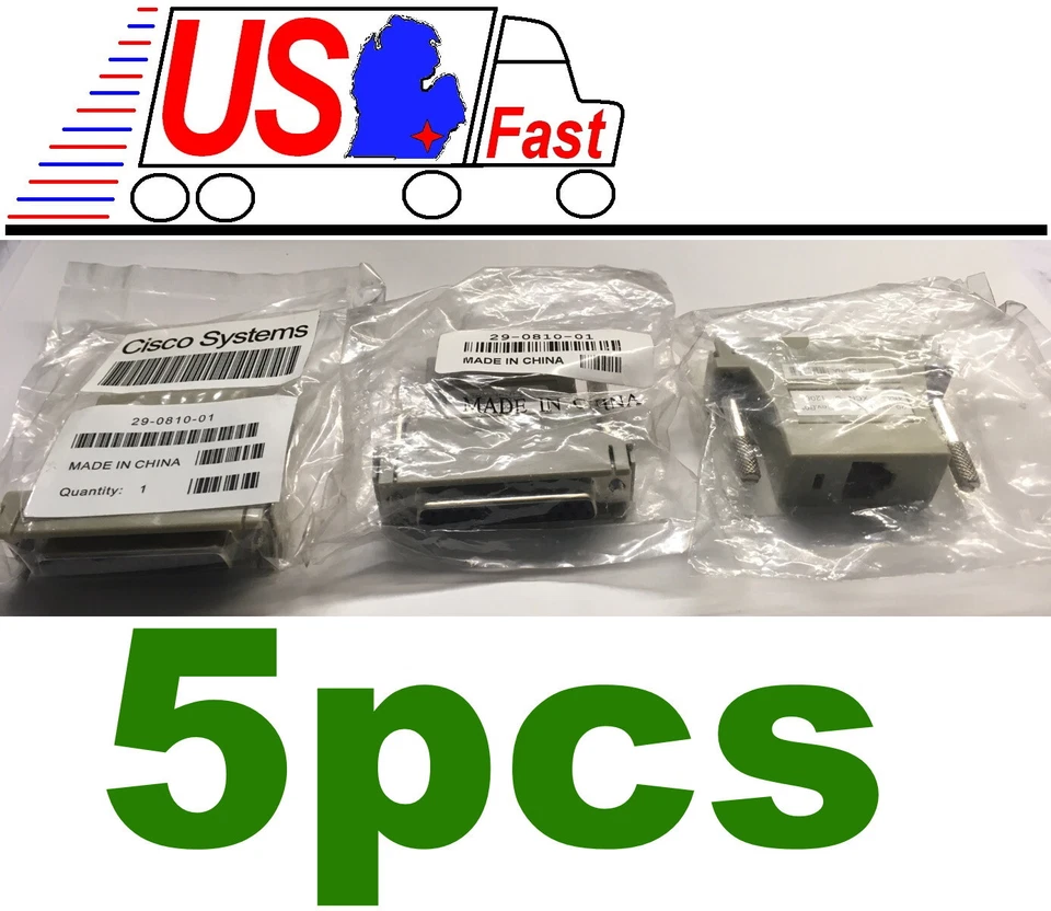 5pcs Cisco Systems Terminal Serial Adapter DB-25-pin Female to RJ-45 8pin Female - Image 1 of 1