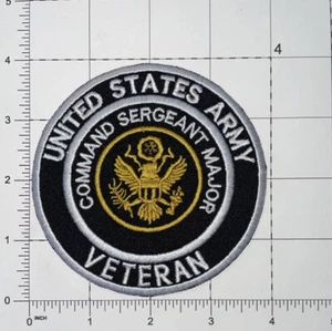 US Army Command Sergeant Major Veteran Patch Hook & Iron-On Repro New B527 - Picture 1 of 1