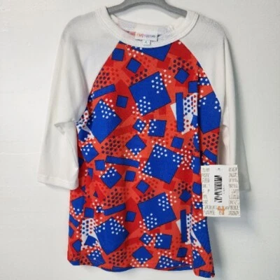 LuLaRoe Sloan Size 4 Kids Shirt  NWT! Red, white, and blue body. White sleeves! - Image 1 of 4