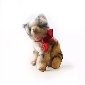 Vintage Steiff Susi Tabby Cat Sitting W/Ear Button Missing Tag Mohair Plush 5” - Picture 1 of 9