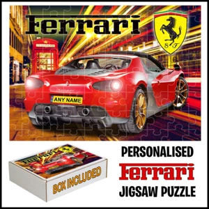 Personalised Ferrari sport car jigsaw puzzle- Add any name - Picture 1 of 3