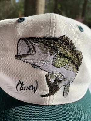 Gorra de colección Al Agnew firmada boca grande lubina pesca pez blanco espalda a presión Foto 1 de 4