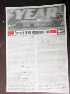 NOTICES DE MONTAGE POUR MAQUETTE FERRARI F189 HIGH INDUCTION 1/24 F1 - Foto 1 di 2
