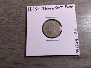 1868 Three-Cent Nickel Post Civil War U.S. Coin 091324-22 - Picture 1 of 4
