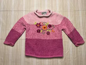 Polly Finders Girls Pullover Sweater Pink Floral Size 4 - Picture 1 of 9