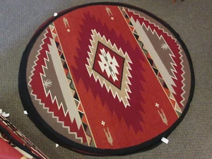 Large Wool Kilim Navajo Southwestern Bohemian Rug 6ft Round Handmade Rug Native - Picture 1 of 2