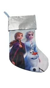 Disney Frozen Navidad Medias 14” Azul Plata Lentejuelas Brazalete Elsa Anna Olaf 1160 - Imagen 1 de 6