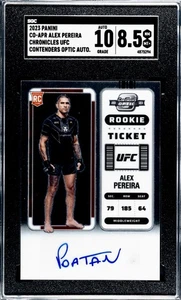 2023 Alex Pereira Rookie Panini Autograph SGC 10 8.5 Auto Optic Contenders RC - Picture 1 of 2