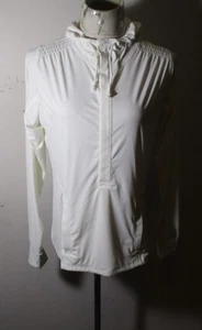 ATHLETA White Ruched Drawstring Compression Hoodie Women's Size L - Picture 1 of 6
