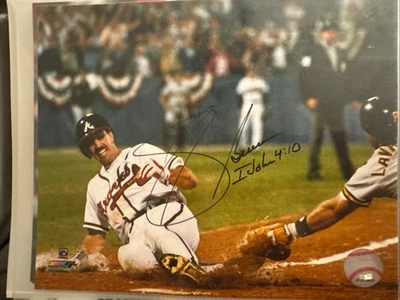 Foto autografiada de los Bravos Sid Bream "The Slide" 8x10 firmada Foto 1 de 4