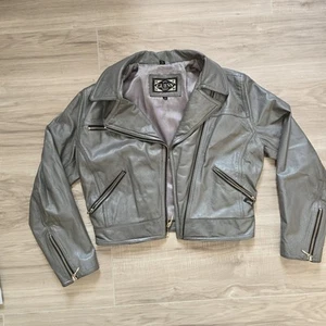 Guess Leather Moto Biker Jacket Zipper Satin Lining Women's Medium Vintage - Picture 1 of 10