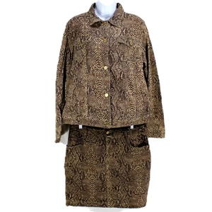 Chaqueta de mezclilla Chaps falda traje para mujer XL/12 piel de serpiente estampado camionero motociclista Y2K - Imagen 1 de 11