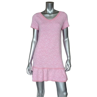 VESTIDO BOUTIQUE MOSCHINO ROSA FLORAL ESTAMPA DE RENDA MANGA CURTA tamanho IT 40 EUA 6 - Imagem 1 de 4